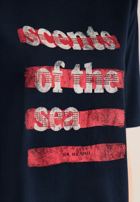 T-shirt avec boatneck et wording universal blue