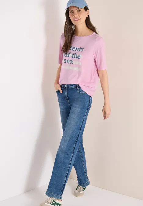 T-shirt avec boatneck et wording light blush rose T-shirt avec boatneck et wording light blush rose