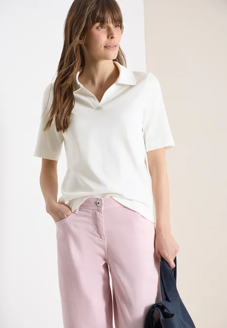 Polo à manches courtes en couleur unie vanilla white