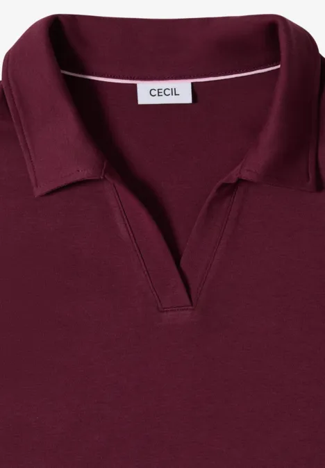 Polo à manches courtes en couleur unie sweet grape red Polo à manches courtes en couleur unie sweet grape red