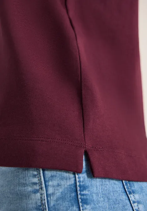 Polo à manches courtes en couleur unie sweet grape red Polo à manches courtes en couleur unie sweet grape red