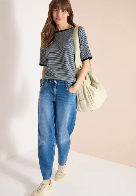 Shirt mit Boatneck und Struktur universal blue