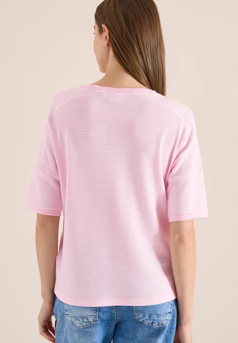 Shirt mit Boatneck und Struktur light blush rose