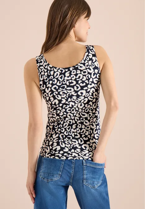 Top met ronde hals en leopatroon urban dark blue