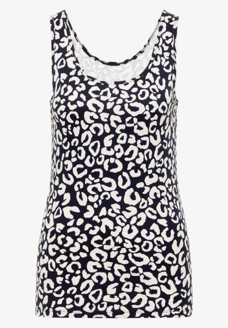 Top met ronde hals en leopatroon urban dark blue