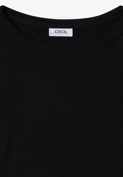 T-shirt à manches courtes avec encolure en U Black