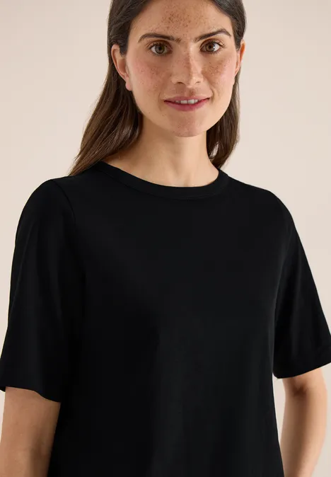 T-shirt à manches courtes avec encolure en U Black