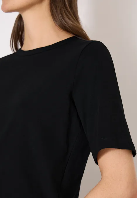 T-shirt à manches courtes avec encolure en U Black