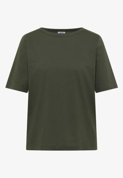 T-shirt à manches courtes avec encolure en U khaki