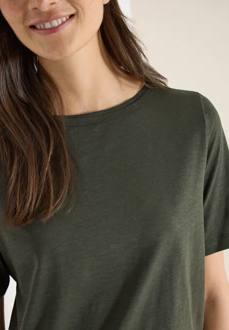 T-shirt à manches courtes avec encolure en U khaki