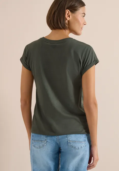 Kurzarm Shirt im Tunika-Look khaki