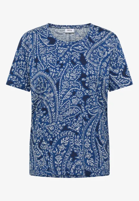T-Shirt mit Rundhals und Minimal Print universal blue