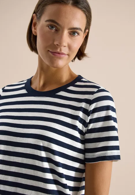 T-Shirt mit Rundhals und Streifen universal blue