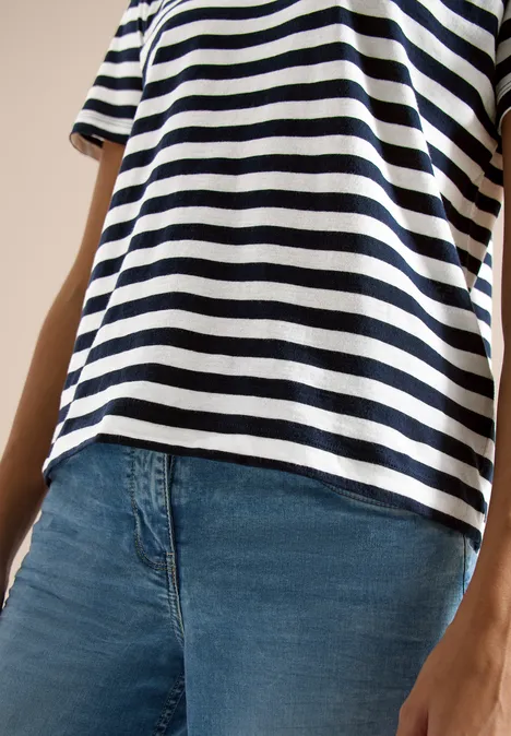 T-Shirt mit Rundhals und Streifen universal blue