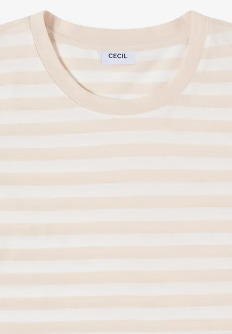 T-shirt rayé à col rond pearl beige T-shirt rayé à col rond pearl beige
