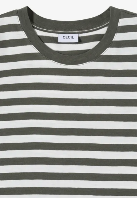 T-shirt rayé à col rond khaki T-shirt rayé à col rond khaki