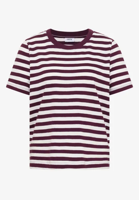 T-Shirt mit Rundhals und Streifen sweet grape red