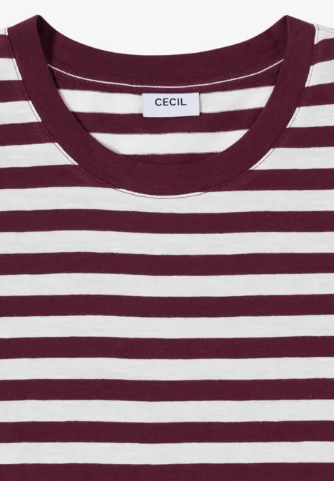 T-Shirt mit Rundhals und Streifen sweet grape red