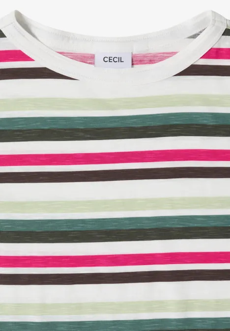 T-shirt à manches courtes avec rayures multicolores khaki