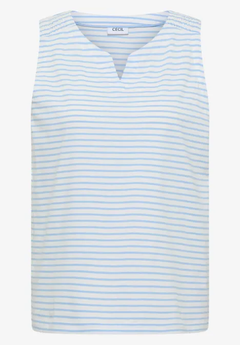Ärmelloses Top mit weißen und hellblauen Streifen