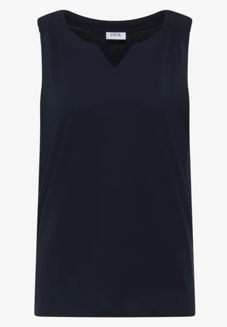 Ärmelloses Top in Marineblau mit rundem Ausschnitt und sportiver Passform.