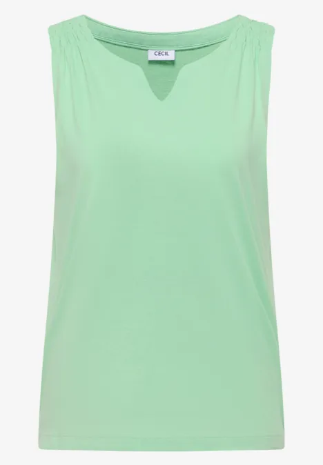 Ärmelloses, mintgrünes Tanktop mit Rundhalsausschnitt in schlichtem Design.