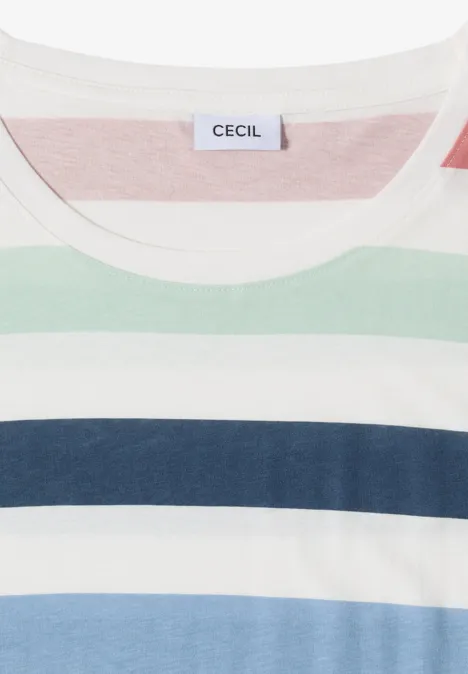 Gestreept T-shirt in pasteltinten met label "CECIL"