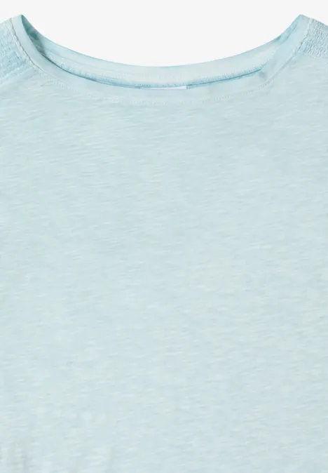 Hellblaues schlichtes T-Shirt mit Rundhalsausschnitt