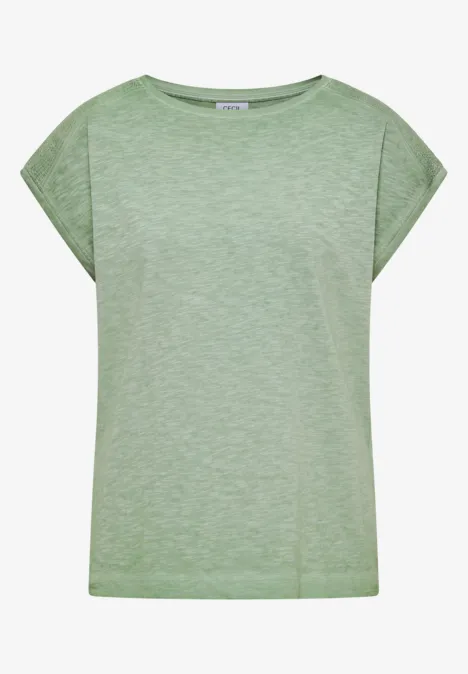 T-shirt en jersey au look garment dye deep matcha green Schlichtes grünes T-Shirt mit kurzen Ärmeln und Rundhalsausschnitt