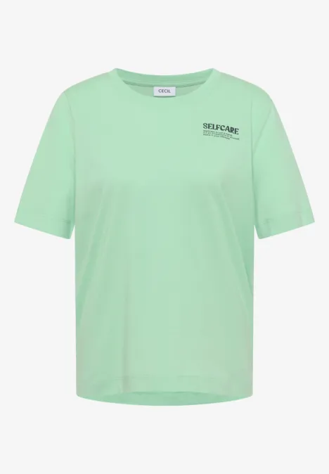Loszittend mintgroen T-shirt met korte mouwen en klein logo op de borst
