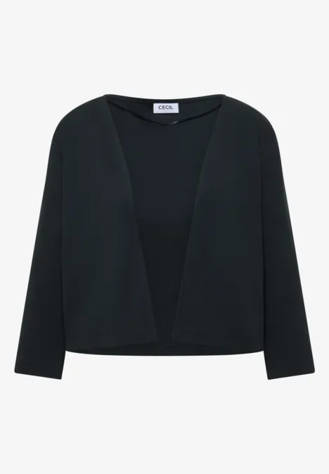 Zwart, openvallend blazer-cardigan met V-hals en lange mouwen