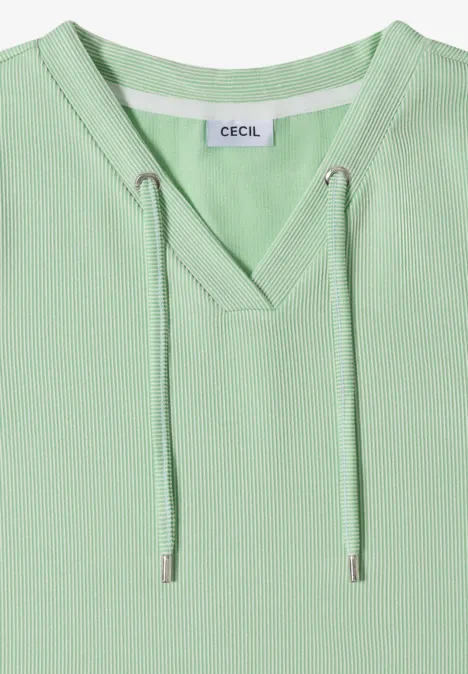 Gestreept shirt juicy lime Lichtgroene hoodie met V-hals en trekkoorden