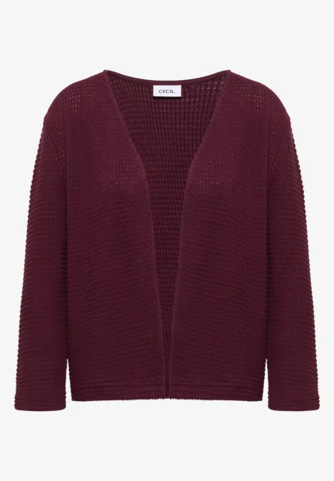 Cardigan bordeaux en maille ample sans fermeture.