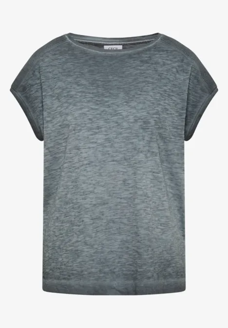 T-Shirt mit Boatneck im Garment-Dye-Look volcanic grey Graues, kurzärmeliges, locker geschnittenes Damen-T-Shirt mit Rundhalsausschnitt.