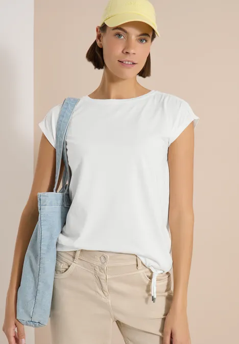 T-Shirt mit Crochet-Details vanilla white