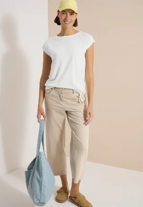 T-Shirt mit Crochet-Details vanilla white