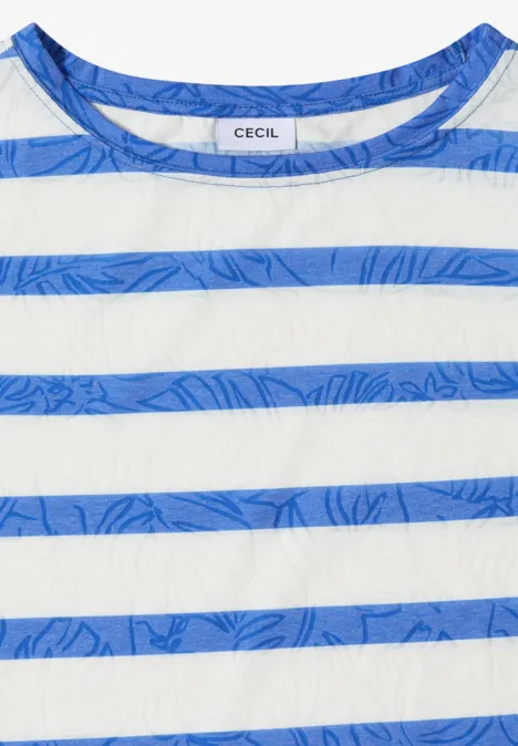 t-shirt blanc à rayures bleues