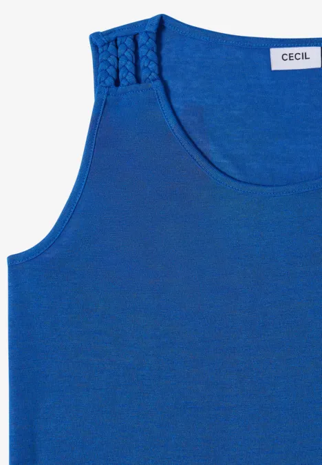 Ärmelloses Top in kräftigem Blau aus leichtem Stoff.