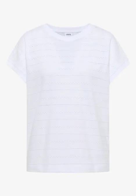 T-shirt structuré avec col bateau White Einfaches weißes T-Shirt mit kurzen Ärmeln auf weißem Hintergrund.
