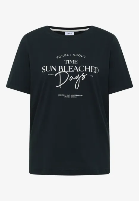 T-shirt noir avec inscription blanche "The Sun Bleached Days".