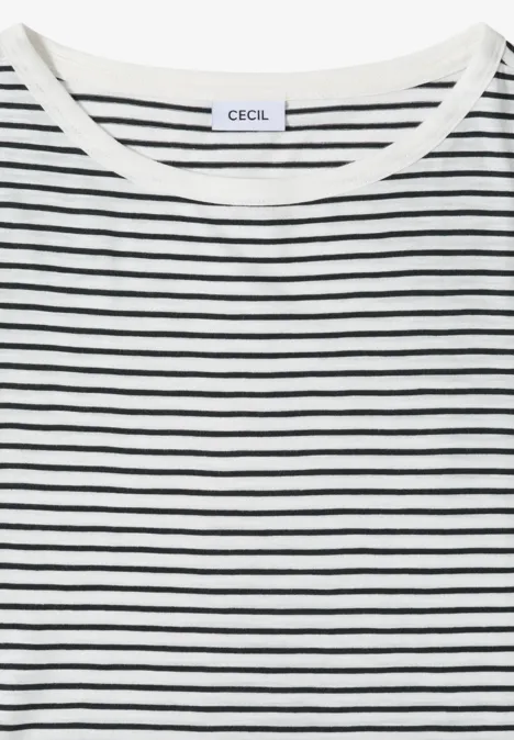 Weißes Langarmshirt mit schwarzen horizontalen Streifen