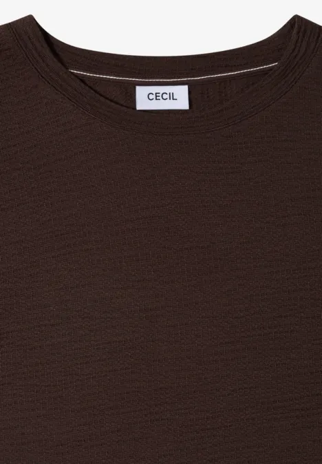 Bruin dames-T-shirt met ronde hals, CECIL-label, eenvoudig en aangesloten model.