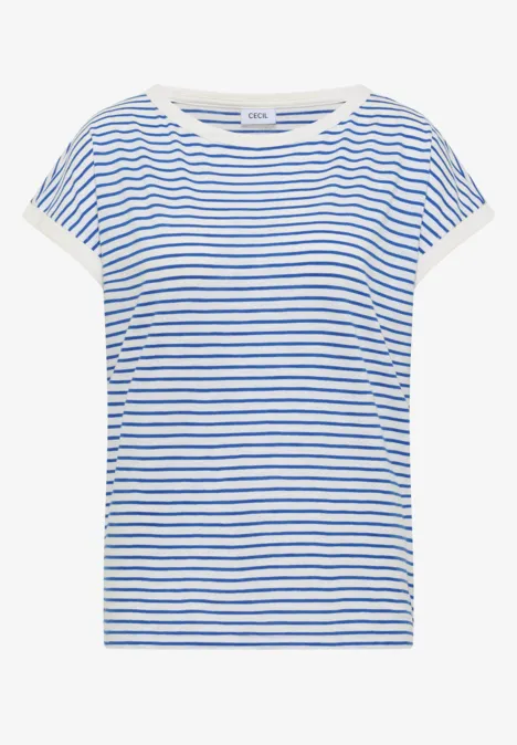 Kurzärmliges T-Shirt mit blauen und weißen Streifen