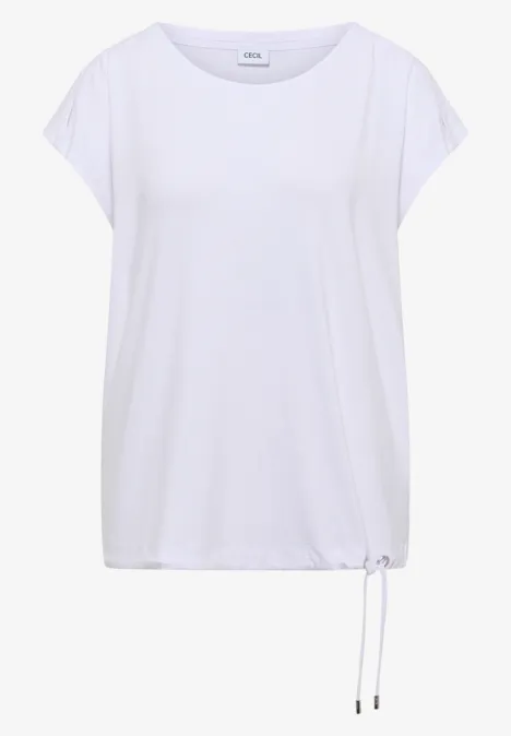 T-shirt à épaules tombantes avec découpe White T-shirt blanc à manches courtes, col rond et cordon ajustable à la base.