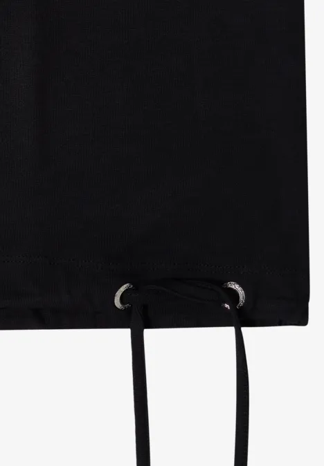 T-shirt à épaules tombantes avec découpe Black Vêtement noir à ourlet avec œillets métalliques et cordon assorti