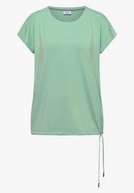 T-shirt à épaules tombantes avec découpe juicy lime T-shirt ample vert clair à manches tombantes et lien coulissant sur le côté