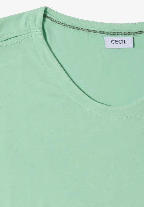 T-shirt à épaules tombantes avec découpe juicy lime T-shirt vert à col rond avec étiquette Cecil au niveau du col.