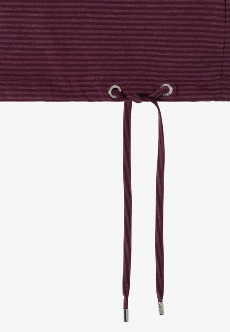 Bordeaux rib crop top met ringen en koord