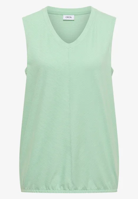 Ärmelloses Top in Pastellgrün mit V-Ausschnitt und elastischem Bund.