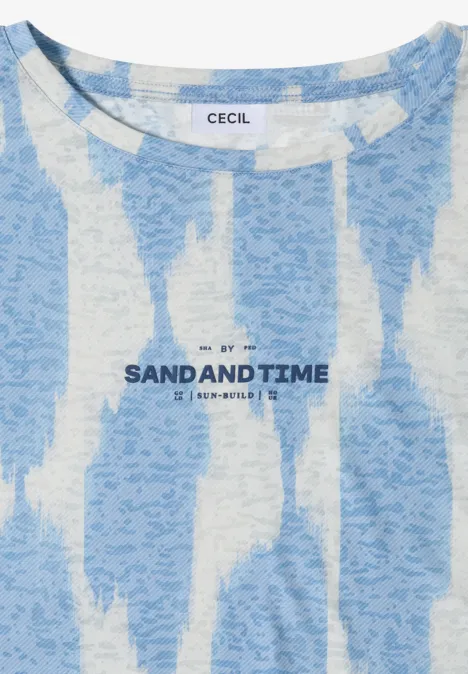 T-shirt effet délavé avec inscription urban dark blue T-shirt tie-dye bleu clair avec inscription 'SAND AND TIME'